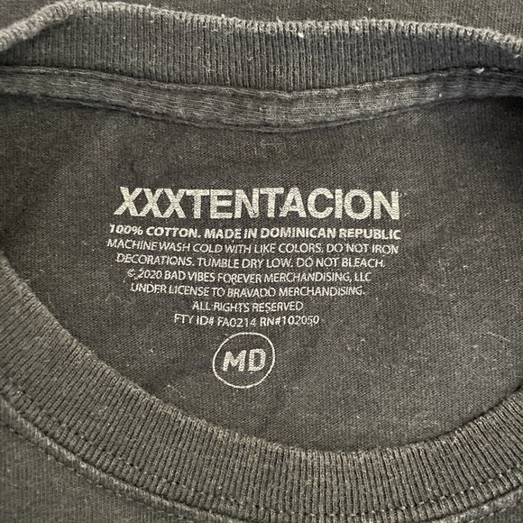 XXXTENTACION Bad Vibes Forever Black Cropped Graphic T Shirt Size Medium - Picture 3 of 5